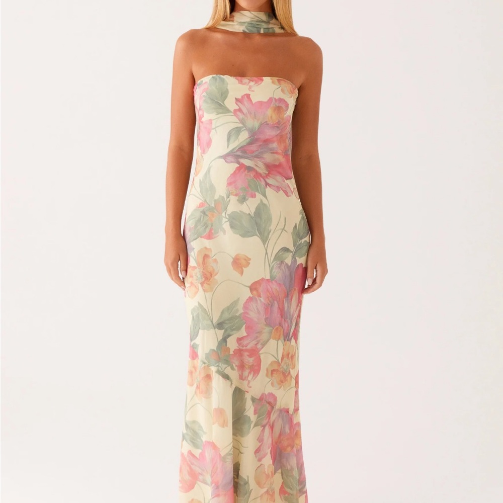 Peppermayo yellow Under the Pagoda Strapless Gown Wedding Guest